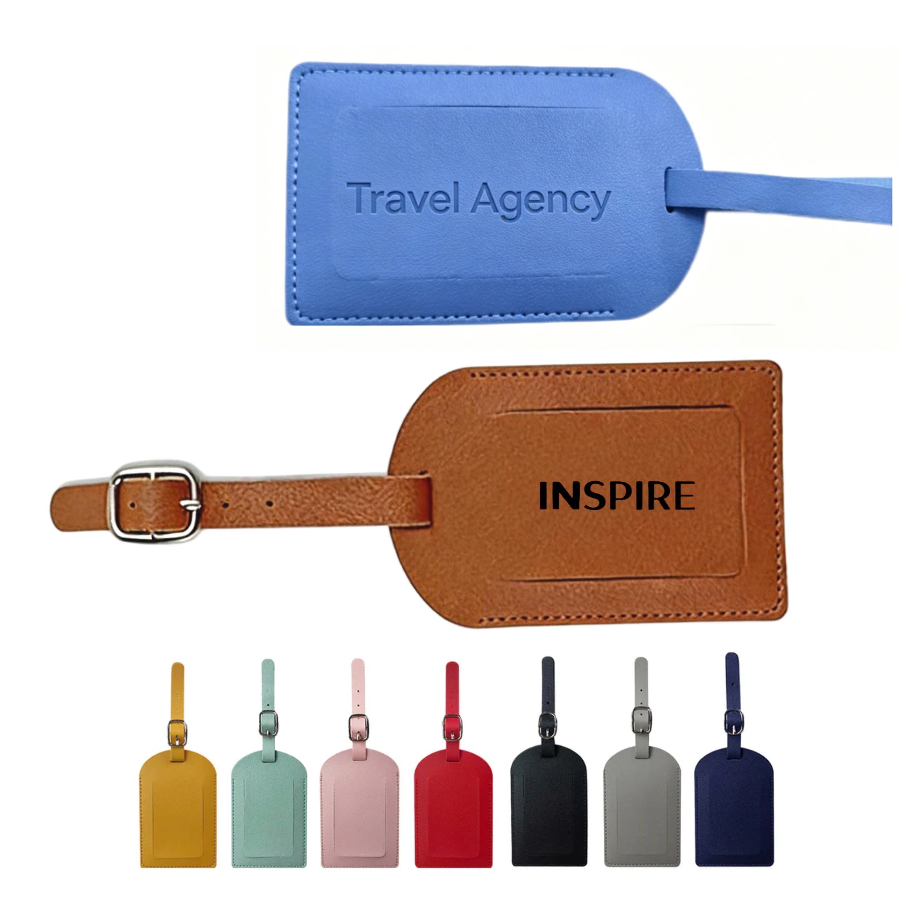 Debossed PU Leather Luggage Bag Tags