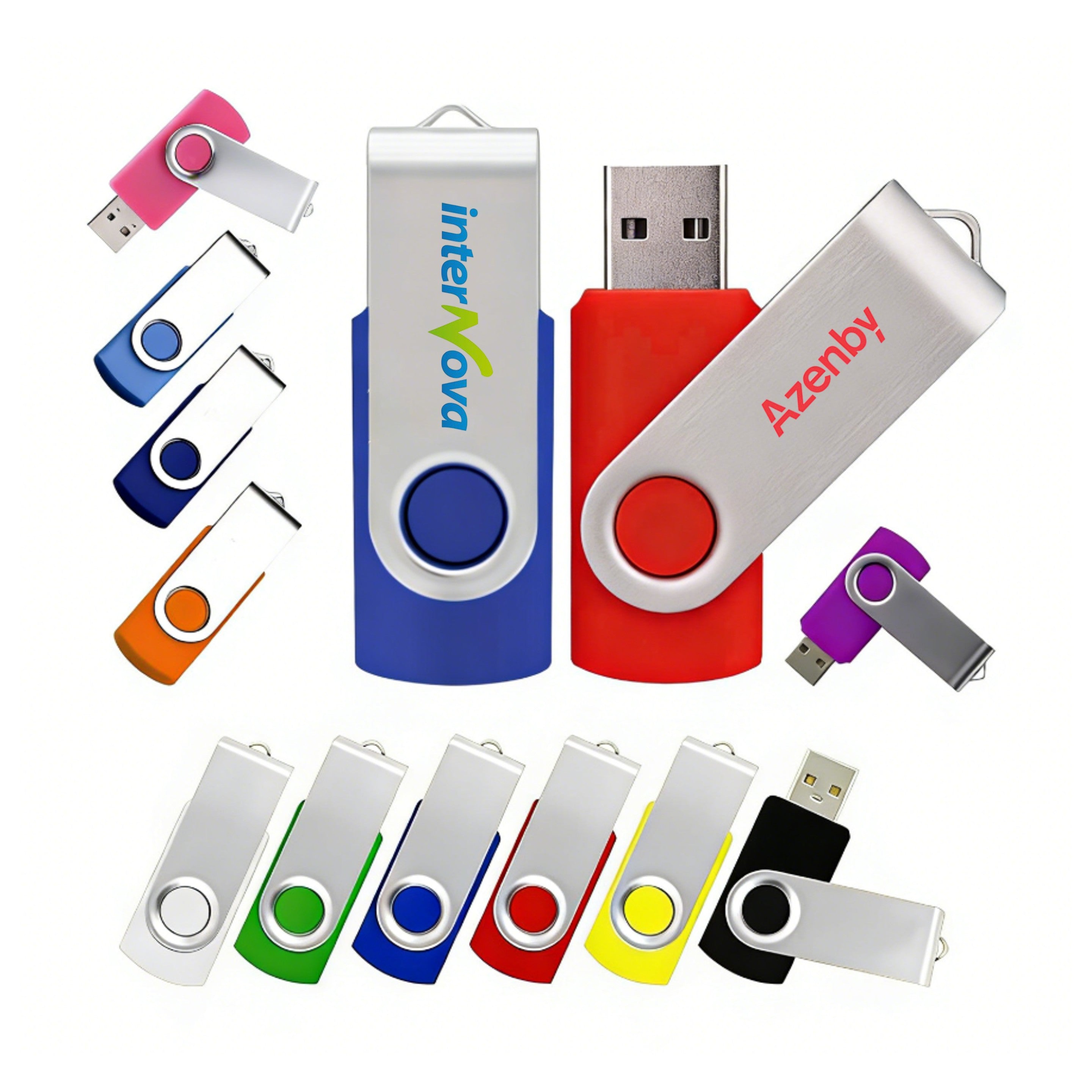 2GB USB Flash Drive with Metal Swivel Cover - Tech & Onboarding Gift