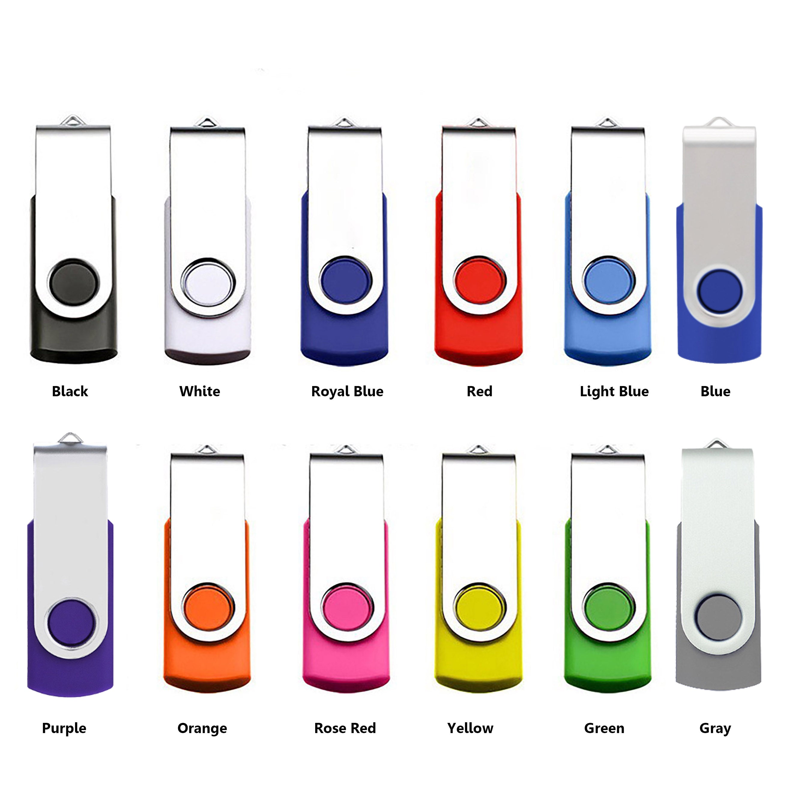 2GB USB Flash Drive with Metal Swivel Cover - Tech & Onboarding Gift view 2