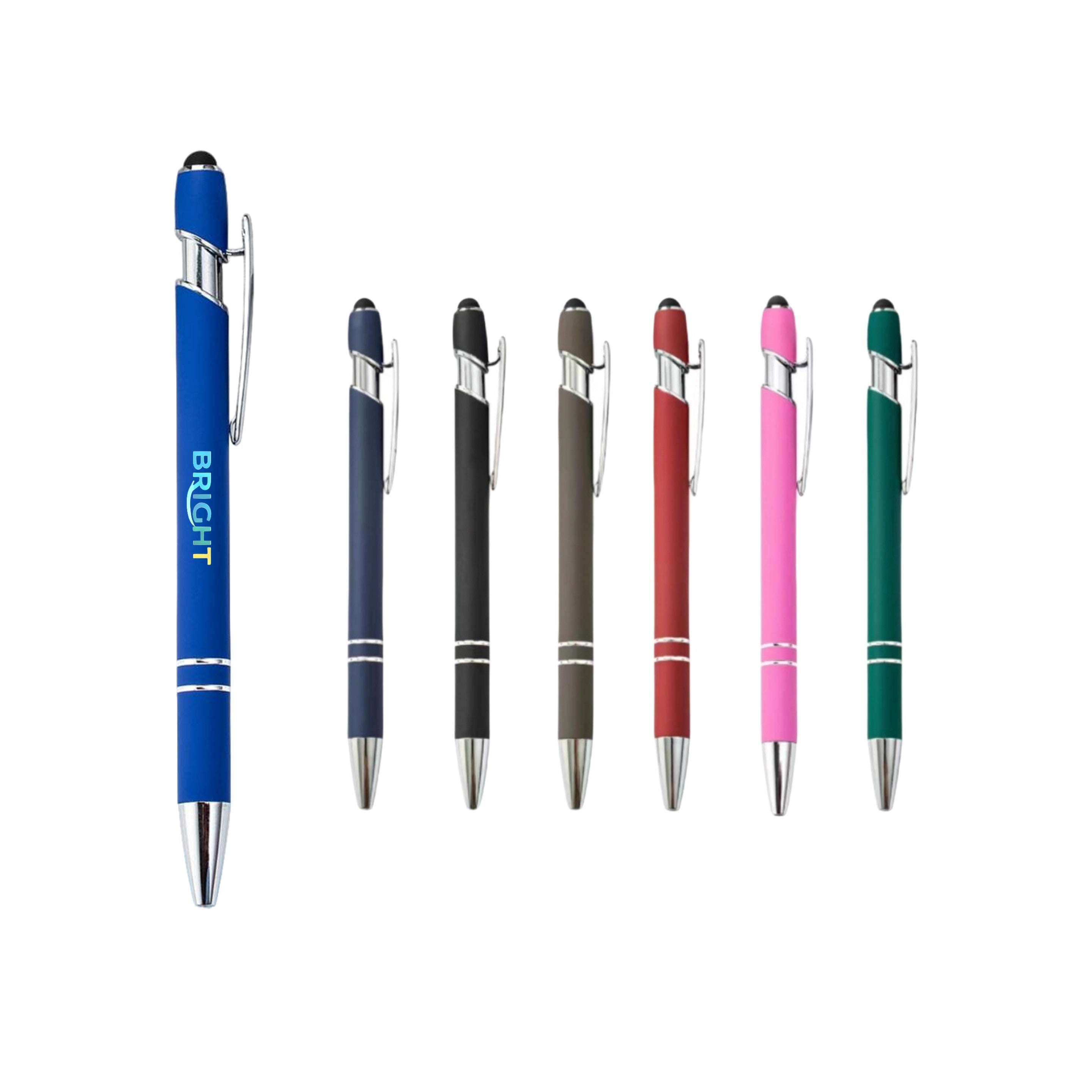 Soft Touch Aluminum Incline Stylus Pen - Branded Office & Event Essential