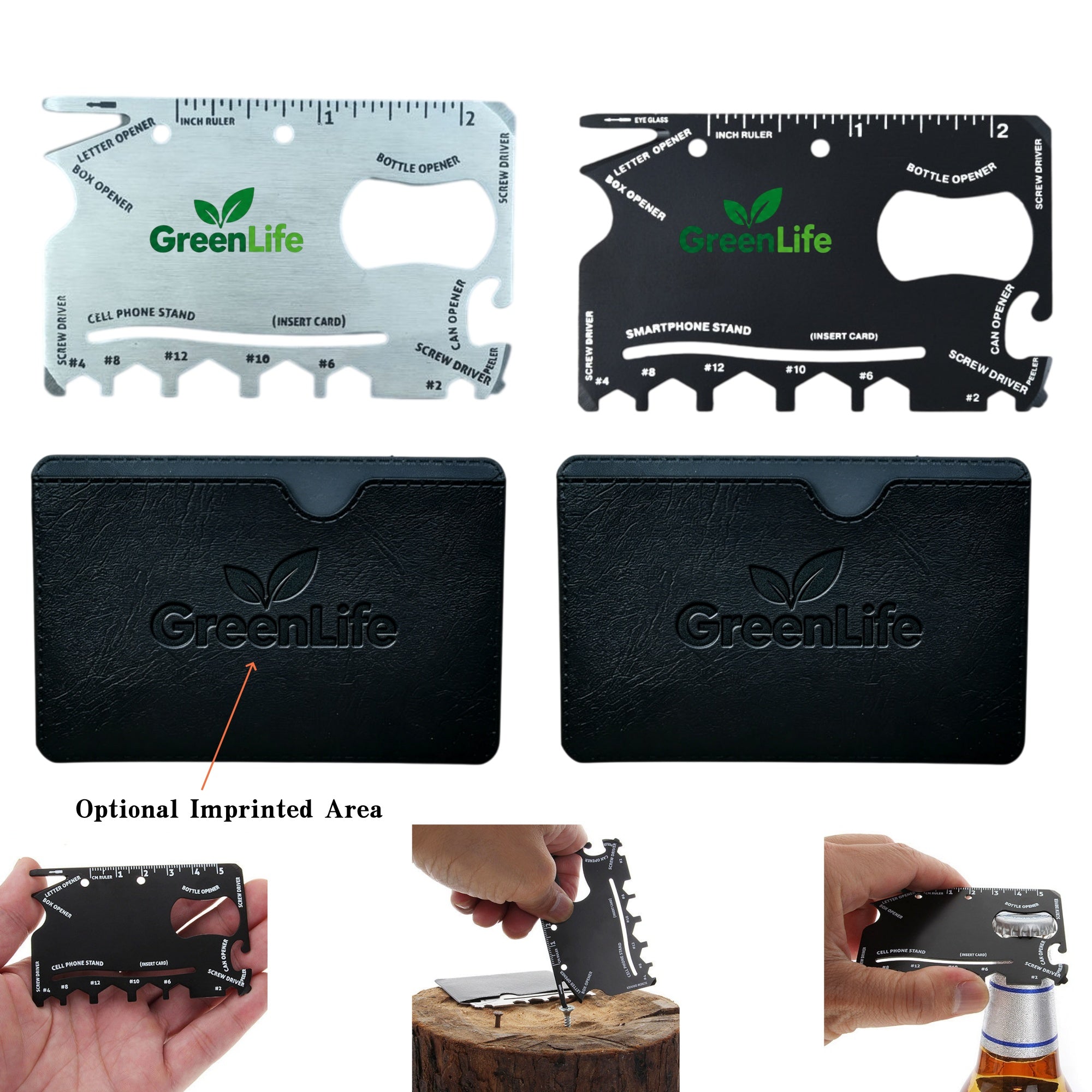 Credit Card Multi Tool with PU Leather Protective Sleeve - Tech & Onboarding Gift