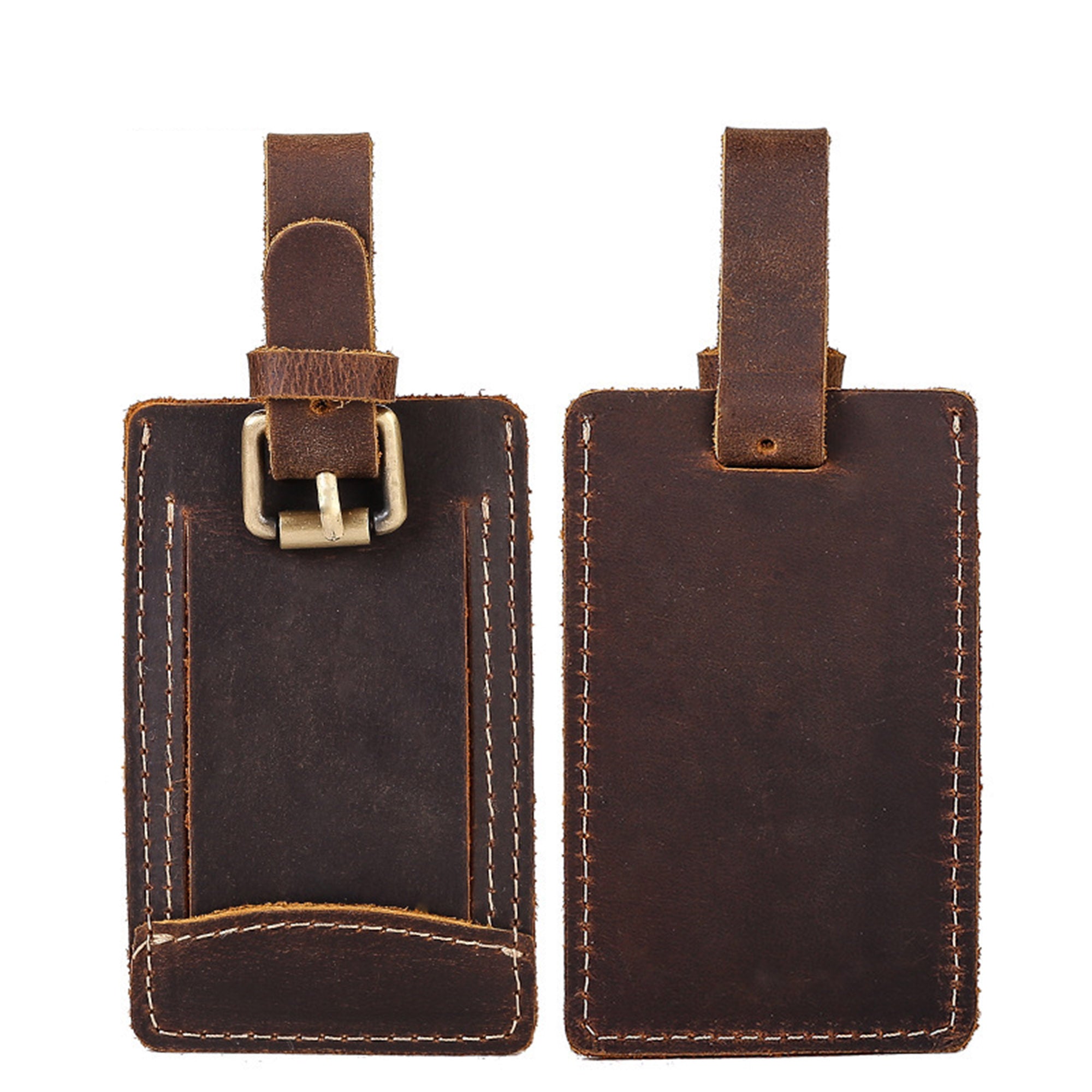 Debossed Top Grain Genuine Leather Baggage Tag (Gift Box is Optional) view 2