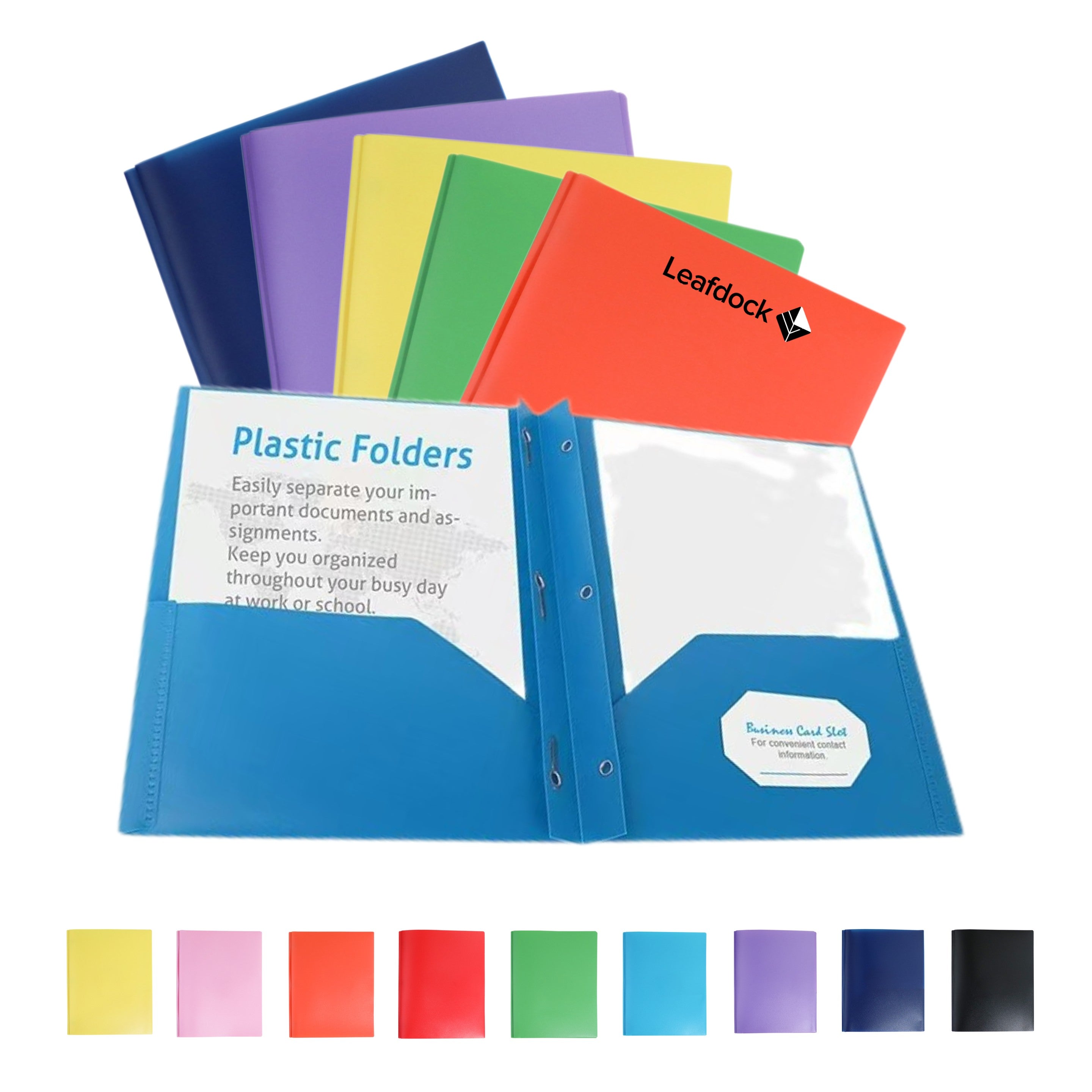 Durable Plastic Folder with 2 Pockets & Fasteners - Branded Office & Event Essential